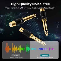 Togconn RCA to 1/4 Inch Adapter 2 Pack, 6.35mm Quarter Inch TS Mono Male to R…