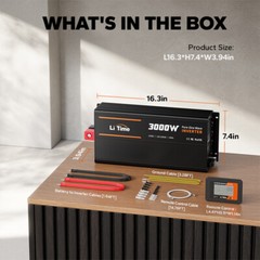 LiTime 3000W Pure Sine Wave Inverter 12V DC to 120V AC with Real-Time Monitoring