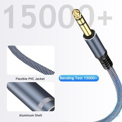 1/4″ Male to Female Stereo Headphone Extension Cable – 15ft, Grey