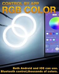 led 1-Pair 70MM 72SMD COB RGB LED Halo Ring Angel Eyes Universal for Motorcycle