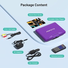 9.5″ Portable DVD Player for Kids and Car, 4-6 Hour Working Time, Dual Speakers