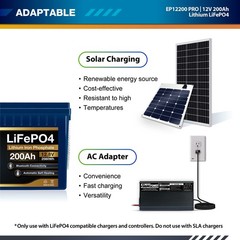 ExpertPower 12V 200Ah Lithium LiFePO4 Bluetooth Self Heating Battery 7000 Cycle