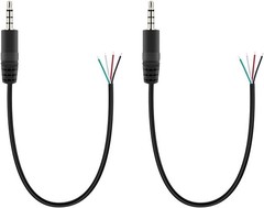2-Pack 3.5mm TRRS Male Plug to Bare Wire Pigtail Audio Repair Cable Adapter
