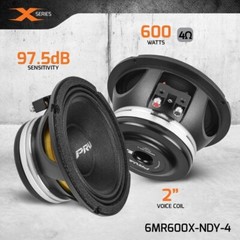 2x PRV Audio 6MR600X-NDY-4 4Ohm Neodymium Car Audio Midrange Speakers 1200W Pack