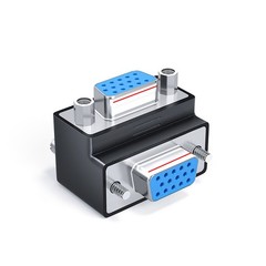 VGA Adapter – SVGA D-Sub 15 Pin, M/F, 90° Right Angle Connector for Monitors