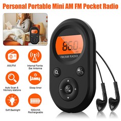 Rechargeable Portable Pocket Digital AM FM Radio LCD Stereo Music News Receiver
