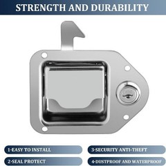 1 Count Truck Tool Box Latch Replacement Stainless Steel Toolbox 4.3″L x 3.3″W