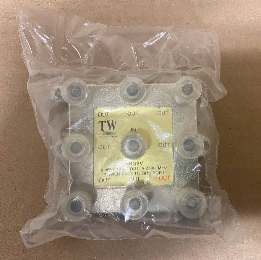 TW HRS8V 8-Way Cable TV Splitter Coaxial 5-2300MHz Power Pass to 1 Port