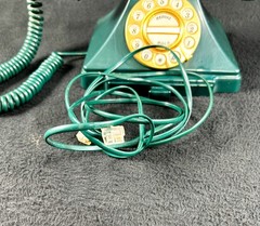 Vintage Desk Telephone Touch Tone Rotary Green Microtel Untested With Drawer