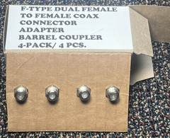 F-TYPE DUAL FEMALE TO FEMALE COAX CONNECTOR ADAPTER BARREL COUPLER 4-PACK.