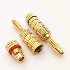 8PCS 24k Gold Plated Speaker Banana Plugs-Closed Screw Type HIFI audio Cable