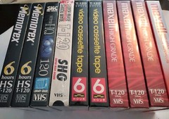 Lot of 10 VHS Blank Tapes High Grade 6 Hours T-120 New Sealed Maxwell Memorex