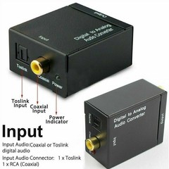 Digital Optical Coaxial to Analog RCA Audio Converter Adapter with Fiber Cable