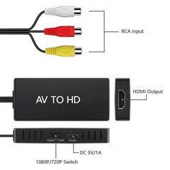 RCA to HDMI Converter, Analog Composite to HDMI Adapter Compatible VCR,DVD,VHS
