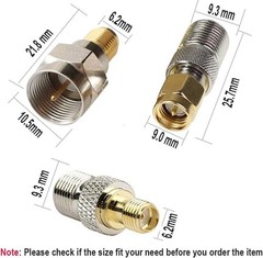 6 Pcs F Type to SMA Male Female Coaxial Cable Adapter Connector RF Coax 2 Sets