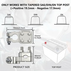 2 Pcs Car Battery Terminal Connectors, 7 Way Clamps for 12AWG to 4/0 AWG, SAE To