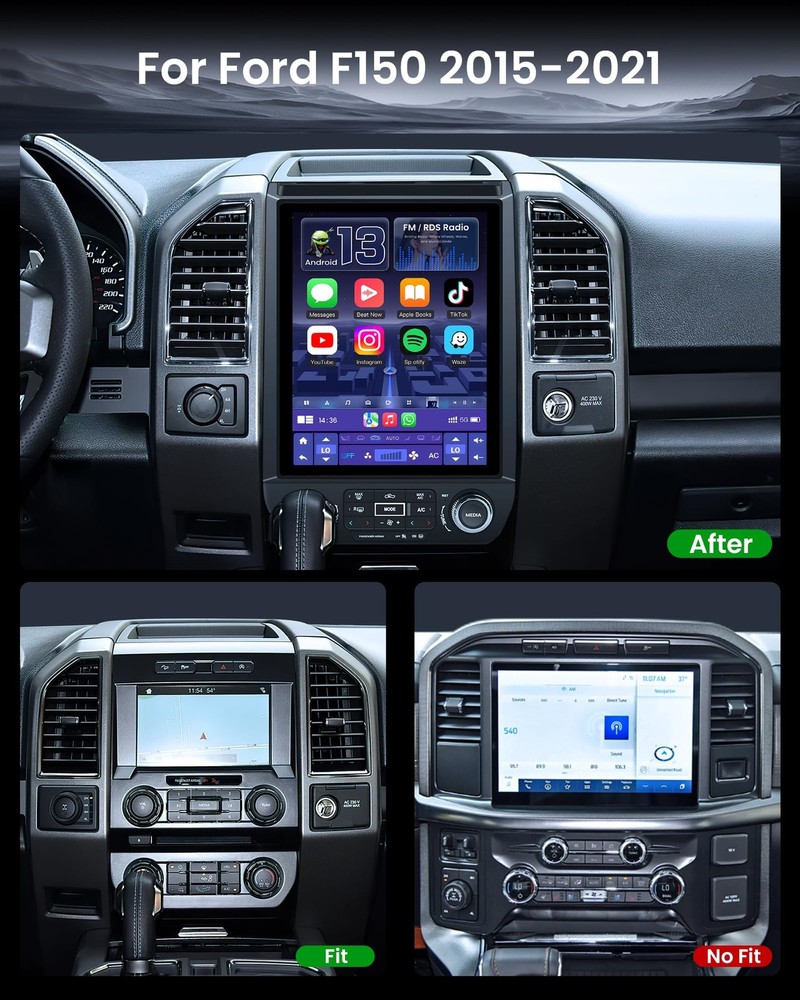 12″ 8Core 4G+64G Touch Screen Car Radio Stereo for Ford F150 2015-2021 CarPlay