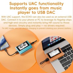 FiiO Echo Retro Hi-Res Portable DAP, Dual DAC, Bluetooth 4.4mm Balanced (Orange)