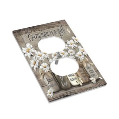 Farmhouse Vintage 1-Gang Duplex Outlet, Country Rustic Daisy Butterfly Quote
