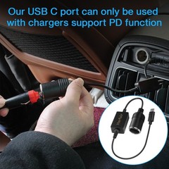 2 Pack USB C Male to 12V Car Cigarette Lighter Socket Female Converter…