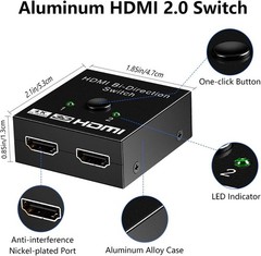 HDMI Splitter 1 In 2 Out 4K UHD 3D 1080P 2-Port Repeater Splitter Amplifier 1×2