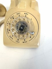 Vintage ITT Model Tan Rotary Dial Desktop Corded Telephone