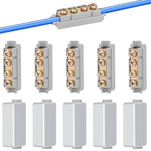10PCS 4 AWG Wire Connector Nut Kit, 1 in 1 Out 100A 8-4 Guage Splicing Screw