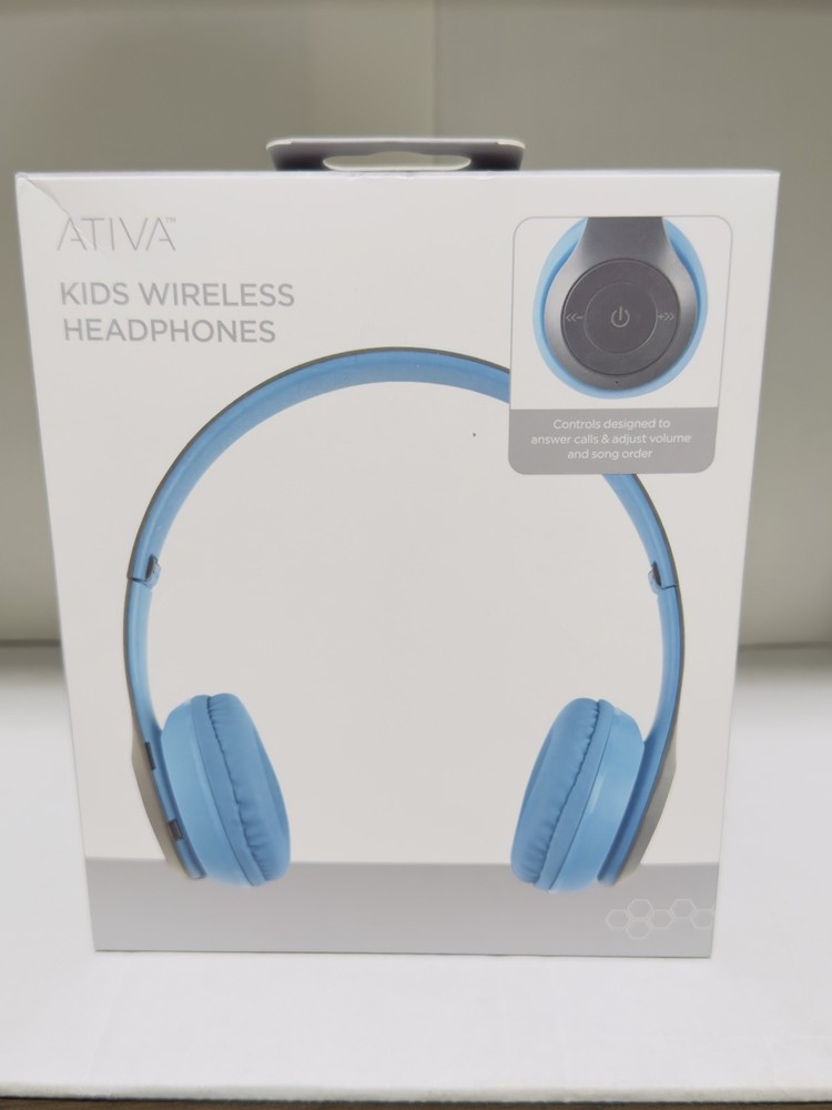 Ativa Kids Wireless Headphones Black – Cushioned Ear Pads – NEW