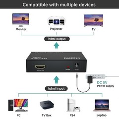 MT-VIKI 1 in 4 out HDMI Splitter 4K@30Hz Power 1×4 3D Full HD for PS4 Fire Stick