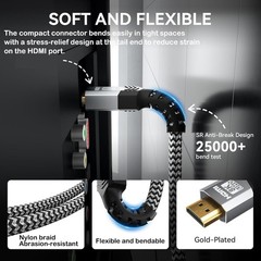 Soonsoonic 8K Certified Ultra High Speed HDMI 2.1 Cable 6FT,48Gbps Braided Gamin