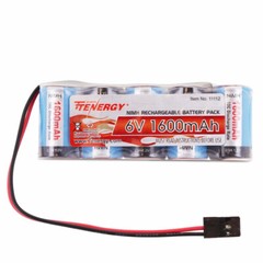 Tenergy NiMH 6V 1600mAh Flat and Hump Receiver Battery Pack With Hitec Connector