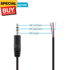 2 Pack Replacement 3.5Mm Male Plug to Bare Wire Open End TRS 3 Pole Stereo 1/8″
