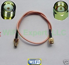 1 x SMA MALE to SMA Female – Coaxial RF Extension Cable RG316 2in – 30feet USA