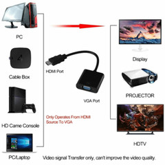 1080P HDMI Male To VGA Female Video Cable Converter With 3.5mm Audio Adapter