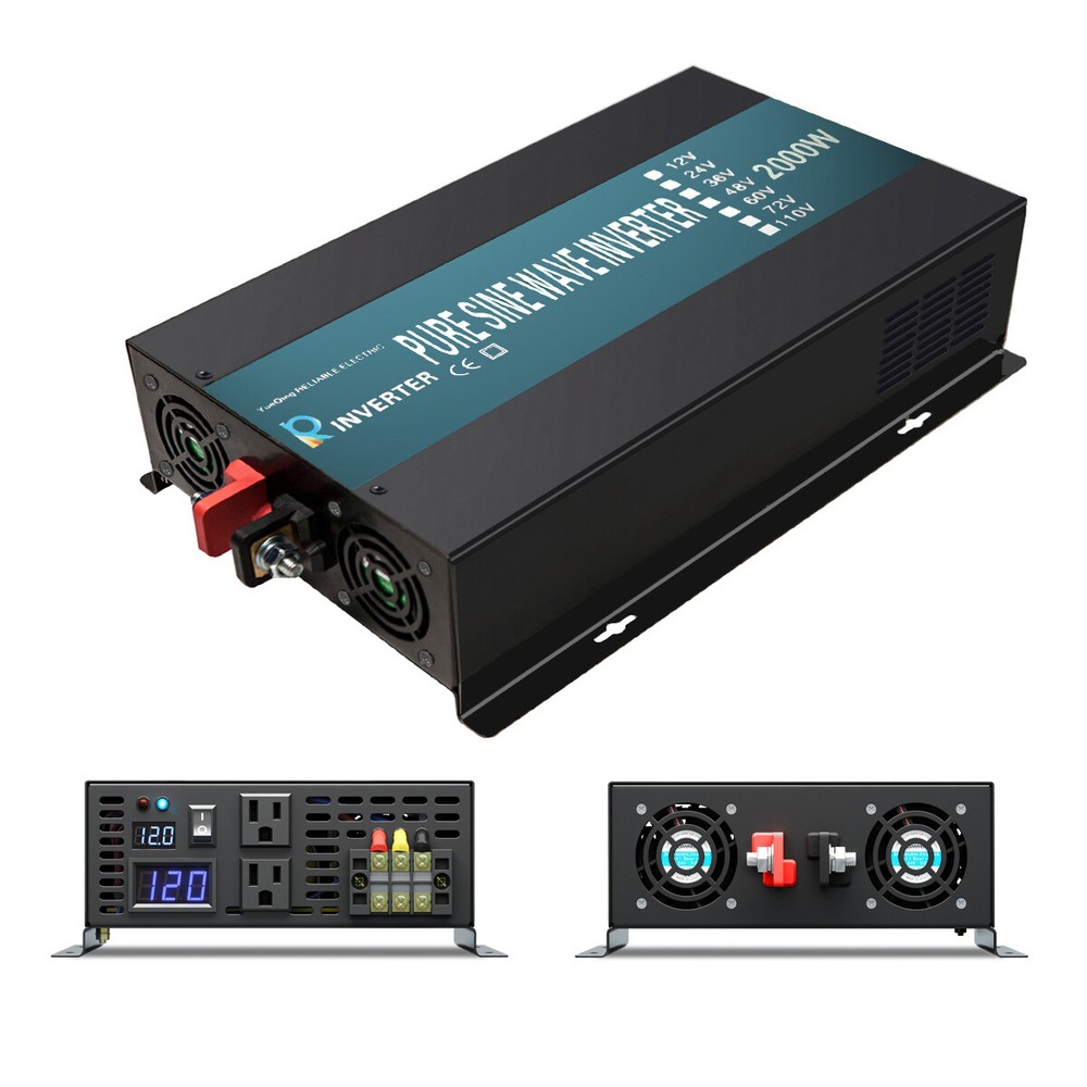2000W Pure Sine Wave Inverter 12v 24v 36v 48V to 110V 120V Power Converter Camp