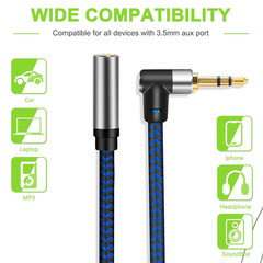 3.5Mm Male to Female Extension Stereo Audio Extension Cable 3FT, Cotton-Braided