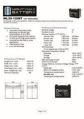 Mighty Max 12V 35AH SLA Internal Thread Battery for MB857-35 -GT AGM 35AH U1