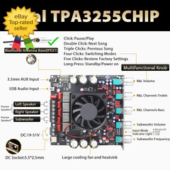 2.1 Channel Amplifier Board 300W 300W 600W Bluetooth 5.2 TPA3255 Audio Module X2