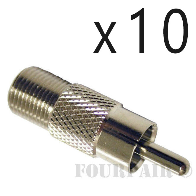 10 Pack Lot – RCA Male Plug to F Female Coax Jack Adapter Connector Coupler RG59