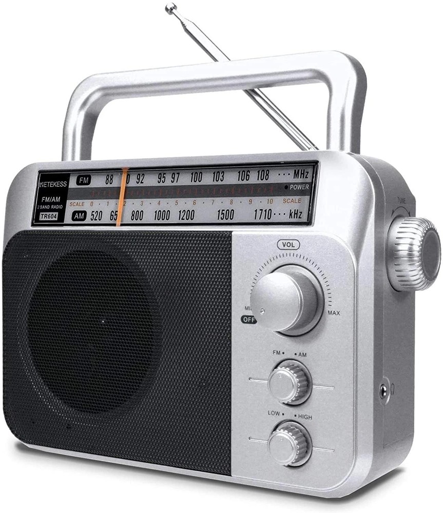 Portable Radios with Best Reception Ac or D Battery Powered Analog Radio Sliver