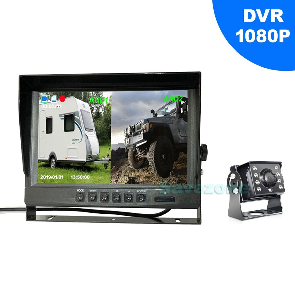 9″ IPS DVR LCD Monitor + 8 IR LED 1080P Backup Rear View Camera RV Camper 5m/15m