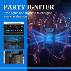 Rechargeable Bluetooth Speaker w/ 8” Woofer Portable LED Party Speaker AUX TWS