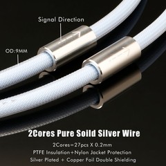 Pair Hi-Fi 5N Pure Silver Audio RCA Cable Hi-end RCA Connector Interconnect Wire
