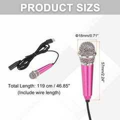Mini Microphone, Mic Tiny Microphone Type C Hot Pink