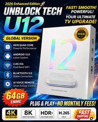 Latest Unblock UBOX Gen 12 安博盒子12 2026 Model Android TV Box 4G+64G 6K WiFi6
