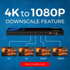 OREI 4K@60Hz 4×4 HDMI Matrix Switch with Downscaler & ARC, 18Gbps, HDCP 2.2, HDR