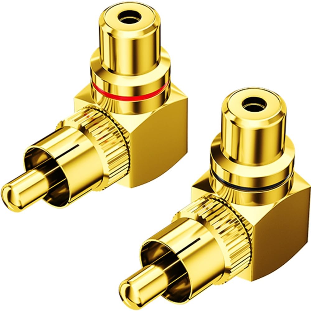 Warmstor 2-Pack RCA Right Angle Adapter 90 Degree RCA Male to Female Adapter …