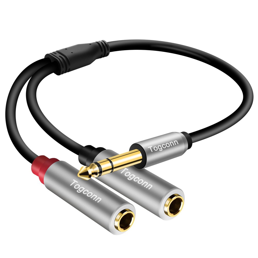 Togconn 1/4 inch TRS Stereo 1 Pack, 6.35mm Male to Dual Female