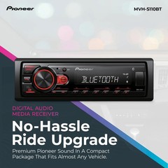 Pioneer MVH-S110BT 1-Din Digital Media Receiver Car Stereo – Bluetooth, Black