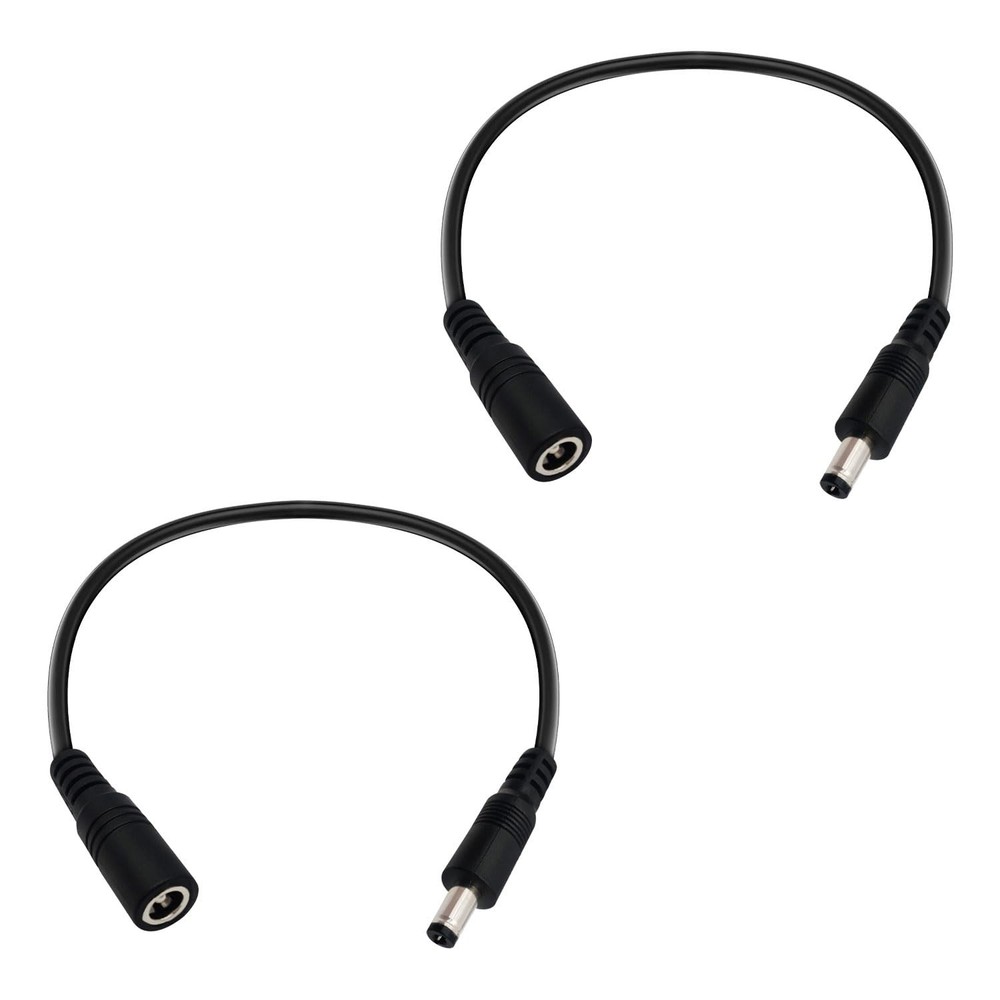 1FT DC Power Extension Cable 5.5mmx2.1mm 18AWG Male to Female 1ft, Black 2pcs